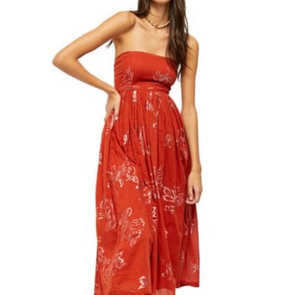 NWT Free People Baja Babe Midi Dress Copper Combo